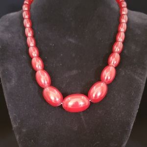 Authentic Vintage Art Deco 1930s Cherry Amber Bakelite Bead Necklace